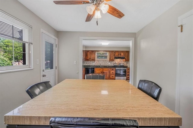 417 Orchard Dr, Mt Lebanon, PA 15228 - dining area featuring ceiling fan