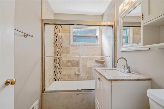417 Orchard Dr, Mt Lebanon, PA 15228 - full bathroom featuring toilet, bath / shower combo with glass door, and vanity