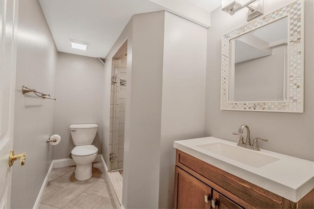 417 Orchard Dr, Mt Lebanon, PA 15228 - full bathroom with toilet, baseboards, a tile shower, tile patterned floors, and vanity