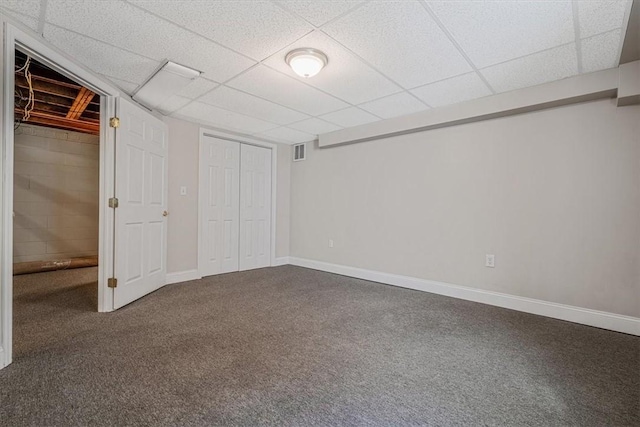 417 Orchard Dr, Mt Lebanon, PA 15228 - unfurnished bedroom featuring carpet, a paneled ceiling, baseboards, and a closet