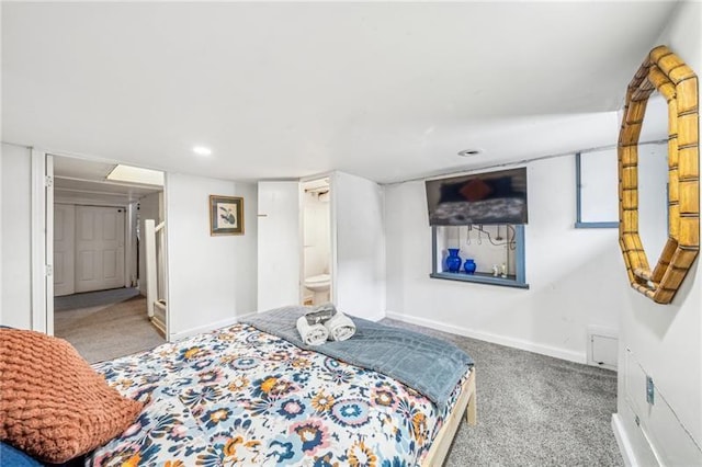 1851/2 42nd St, Lawrenceville, PA 15201 - bedroom with carpet, baseboards, recessed lighting, and ensuite bath