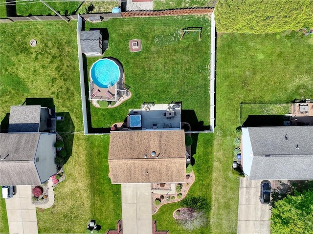 aerial view of a pool area