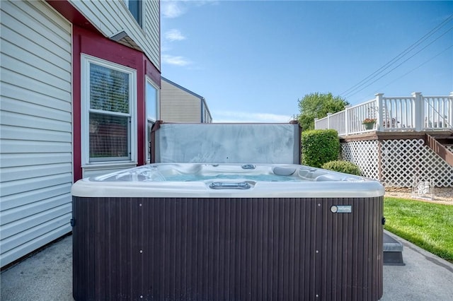 exterior view of a jacuzzi and stairs