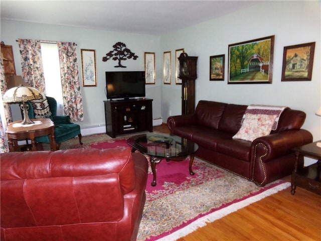 959 E Main St, Somerset Boro, PA 15501 - living room with a baseboard heating unit and wood finished floors