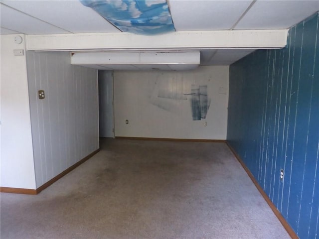 973 Glen Hayes Dr, Moon/Crescent Twp, PA 15046 - finished below grade area featuring carpet flooring, baseboards, and wooden walls