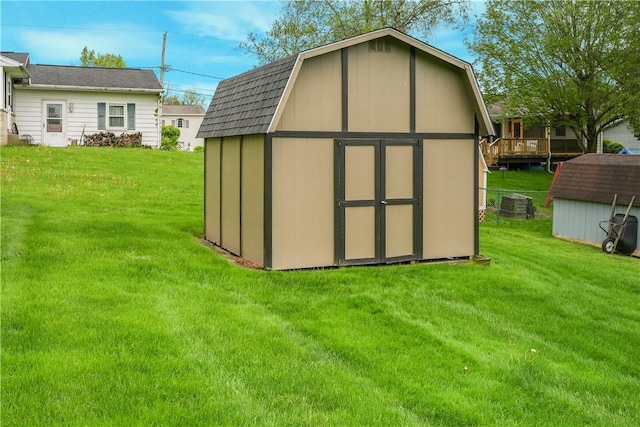 view of shed featuring central AC unit