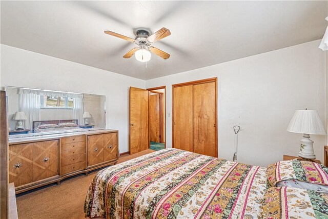 741 Whitehead Ln, North Huntingdon, PA 15642 - bedroom with light carpet, ceiling fan, and a closet