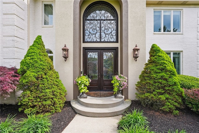 104 Ross Creek Ln, Peters Twp, PA 15367 - entrance to property with french doors and stucco siding