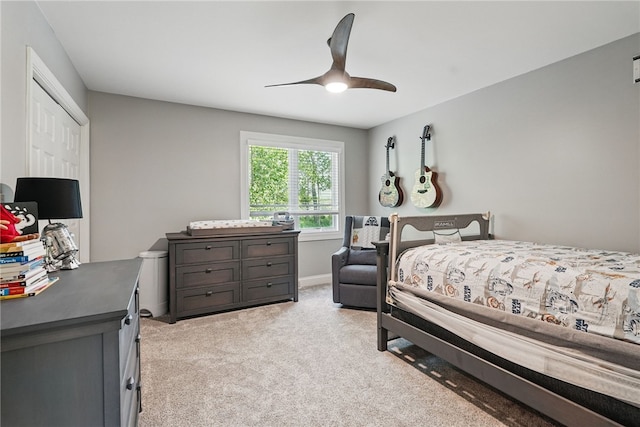104 Ross Creek Ln, Peters Twp, PA 15367 - bedroom with light colored carpet, ceiling fan, and a closet