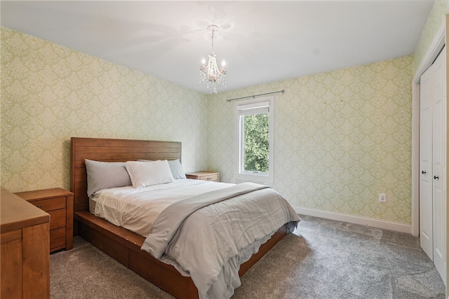 104 Ross Creek Ln, Peters Twp, PA 15367 - carpeted bedroom featuring a chandelier and baseboards