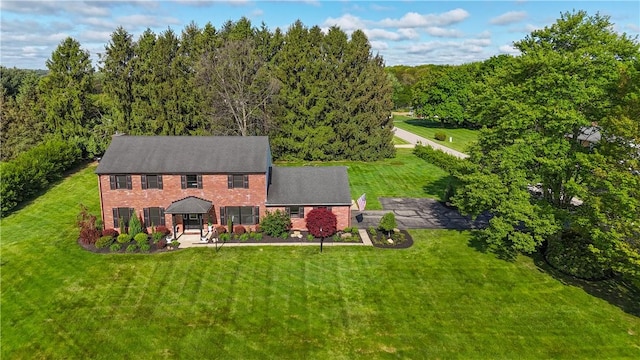 view from above of property featuring a forest