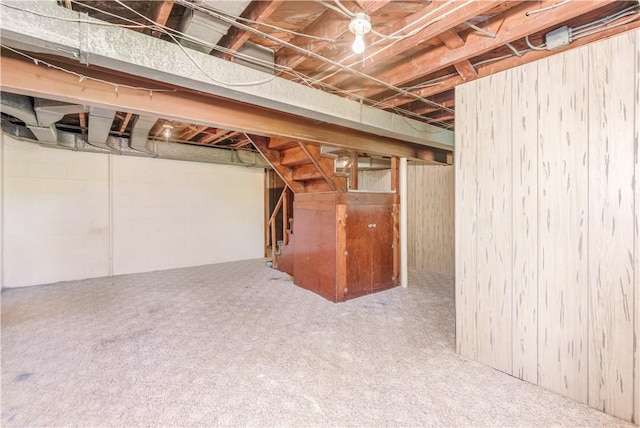 5251 Meadowgreen Dr, Whitehall, PA 15236 - unfinished below grade area with wood walls