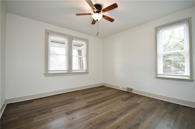 18 W Manilla Ave, Green Tree, PA 15220 - spare room featuring plenty of natural light, dark wood-style flooring, baseboards, and a ceiling fan