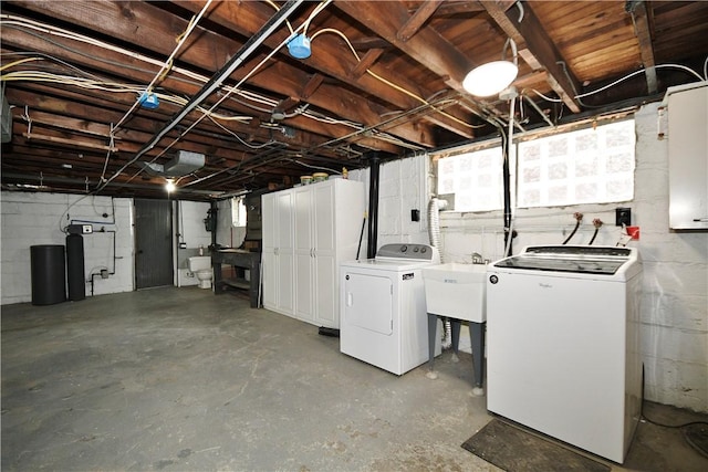 18 W Manilla Ave, Green Tree, PA 15220 - below grade area featuring washer and clothes dryer, a water softener, and a sink