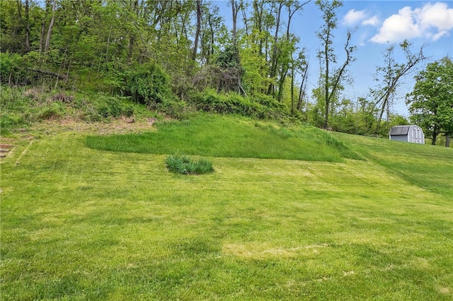 945 Key W Dr, Plum Boro, PA 15239 - view of grassy yard featuring an outdoor structure and a shed