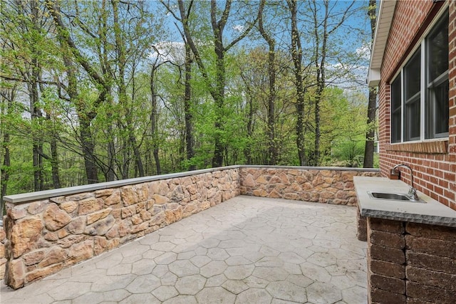 view of patio featuring a sink