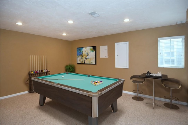 1704 Waterleaf Dr, Franklin Park, PA 15143 - playroom with carpet floors, baseboards, billiards, and recessed lighting