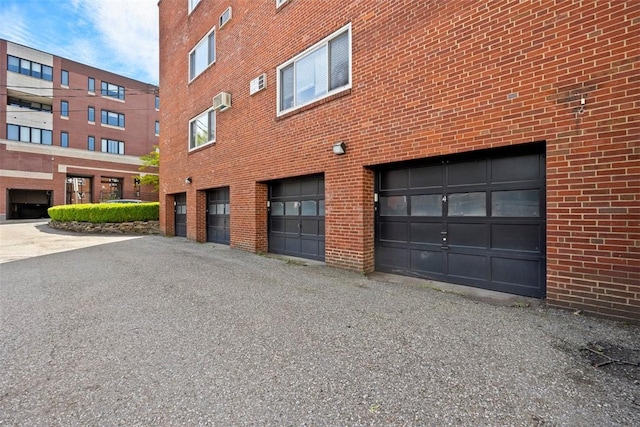 garage with a wall unit AC