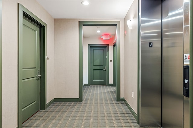 1219 Crescent Pl Unit 3C, Squirrel Hill, PA 15217 - corridor with elevator, baseboards, carpet, and recessed lighting