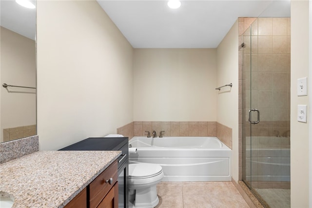 1219 Crescent Pl Unit 3C, Squirrel Hill, PA 15217 - bathroom with tile patterned floors, vanity, a bath, a shower stall, and toilet