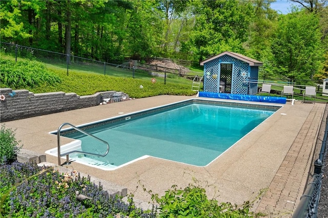 120 Rolling Mills Dr, Middlesex Twp, PA 16059 - view of swimming pool featuring an outbuilding, fence, and view of scattered trees
