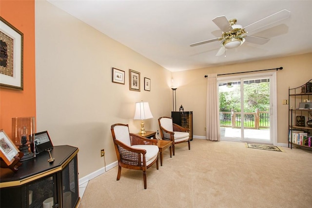 707 Cherry Blossom Ct, Murrysville, PA 15626 - living area featuring carpet, baseboards, and a ceiling fan
