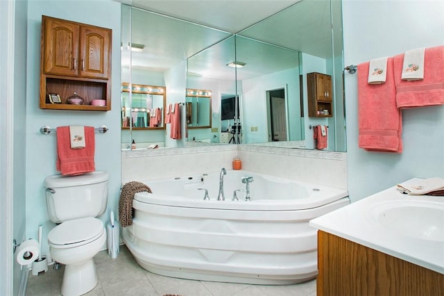 707 Cherry Blossom Ct, Murrysville, PA 15626 - full bath with a jetted tub, tile patterned flooring, vanity, and toilet