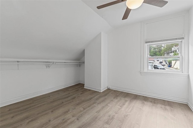 2633 S 18th St, Mount Oliver, PA 15210 - bonus room with vaulted ceiling, wood finished floors, a ceiling fan, and baseboards