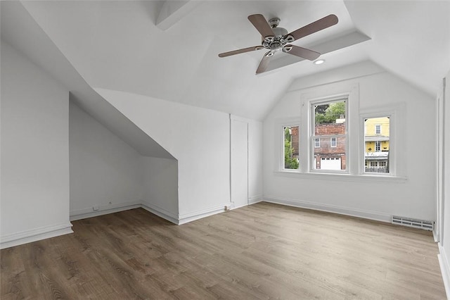 2633 S 18th St, Mount Oliver, PA 15210 - bonus room featuring vaulted ceiling, wood finished floors, ceiling fan, and baseboards