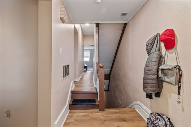 2841 Mary St, South Side, PA 15203 - staircase with wood finished floors and baseboards