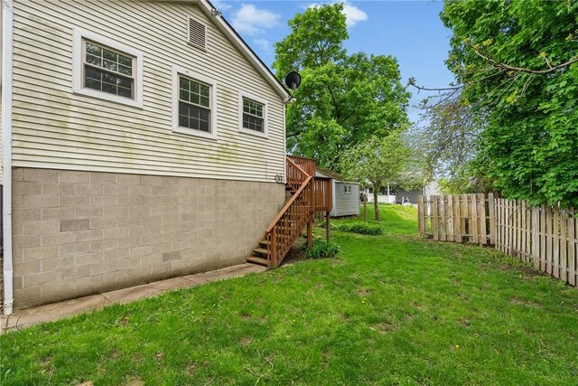 1024 Maine Ave, Hopewell Twp Bea, PA 15001 - view of yard with stairs and a wooden deck
