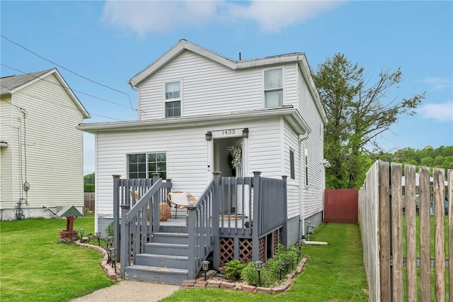 view of front facade with a deck