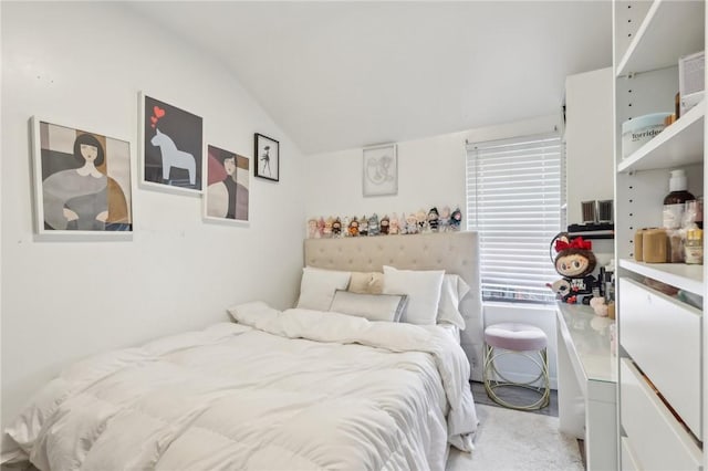 bedroom featuring vaulted ceiling