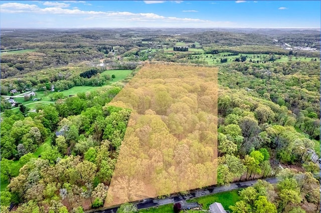 aerial view of a heavily wooded area