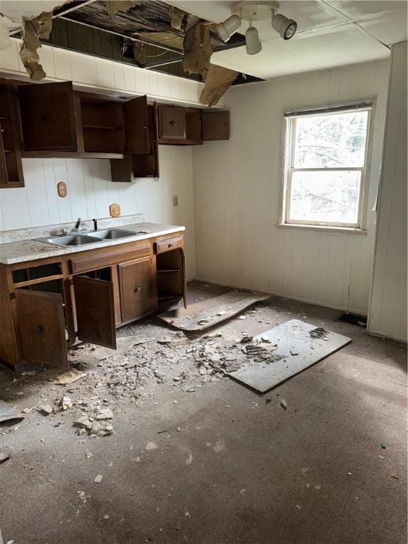 kitchen featuring a sink and open shelves