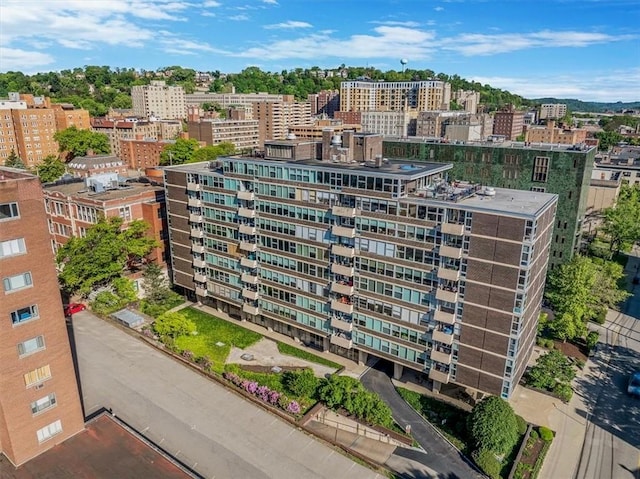 view of building exterior with a city view