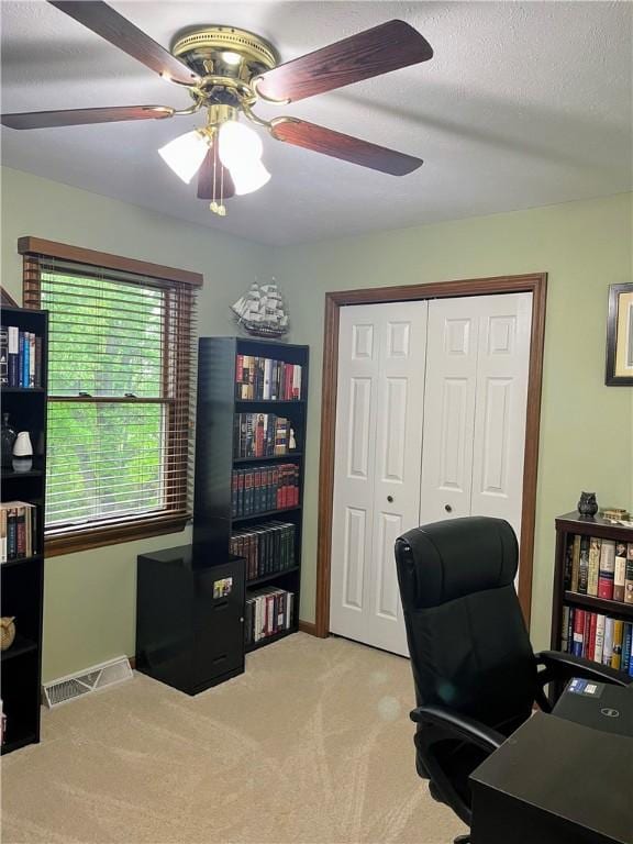 1016 Timberwood Ct, Murrysville, PA 15668 - office space with a ceiling fan, carpet floors, and baseboards