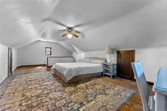 4030 Dalewood St, Brentwood, PA 15227 - bedroom featuring hardwood / wood-style flooring, lofted ceiling, ceiling fan, and baseboards