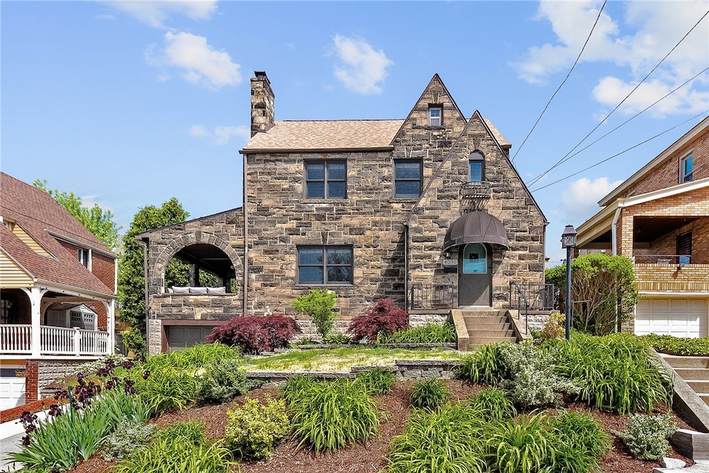 4030 Dalewood St, Brentwood, PA 15227 - tudor house featuring a chimney and stone siding