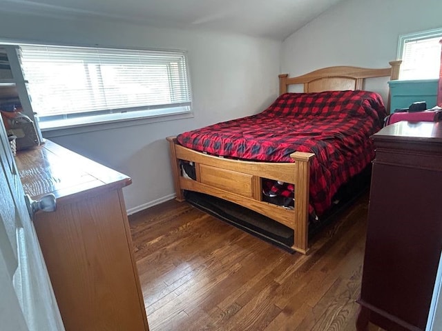 200 Burch Dr, Moon/Crescent Twp, PA 15108 - bedroom with wood finished floors, multiple windows, vaulted ceiling, and baseboards