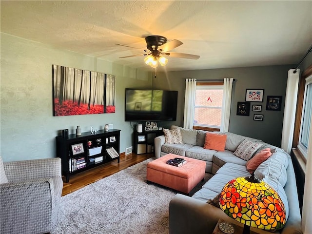3750 Margate Rd, Churchill Boro, PA 15221 - living room featuring wood finished floors and ceiling fan