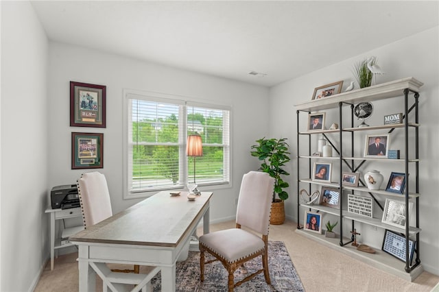 home office with carpet and baseboards