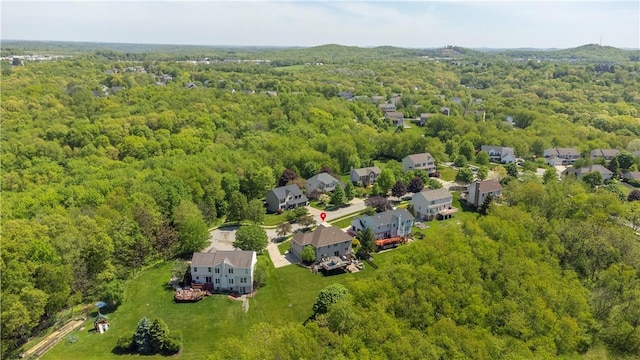 aerial perspective of suburban area featuring a forest