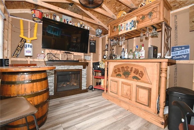 5005 Brownsville Rd, Whitehall, PA 15236 - bar with lofted ceiling, wood finished floors, and a fireplace