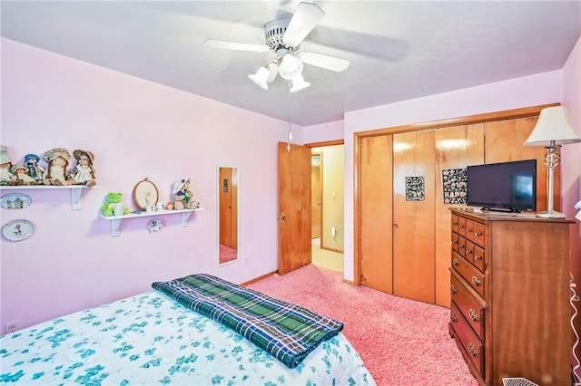 1807 Memorial, Farrell, PA 16121 - bedroom with light colored carpet, ceiling fan, and a closet