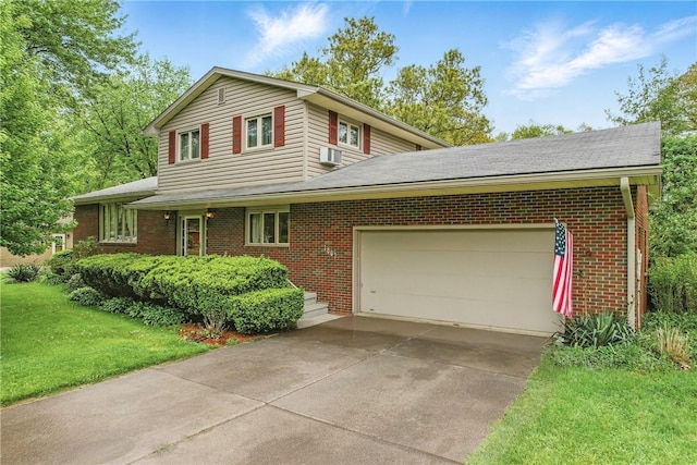 1807 Memorial, Farrell, PA 16121 - view of front of home featuring brick siding, driveway, an attached garage, a front yard, and roof with shingles