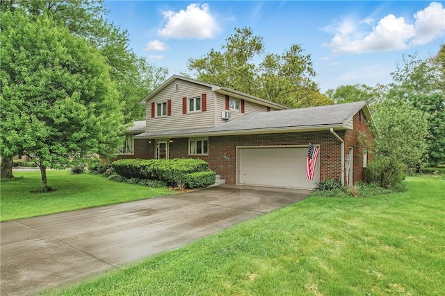 1807 Memorial, Farrell, PA 16121 - view of front of home with brick siding, an attached garage, driveway, a front yard, and a shingled roof
