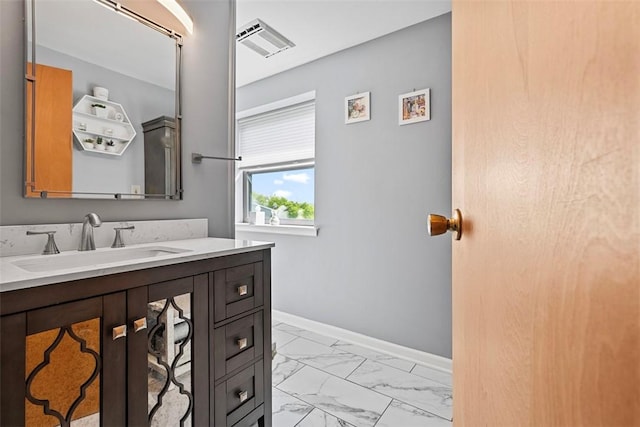 2880 Willowick Ct, South Fayette, PA 15017 - bathroom featuring marble finish floors, baseboards, and vanity
