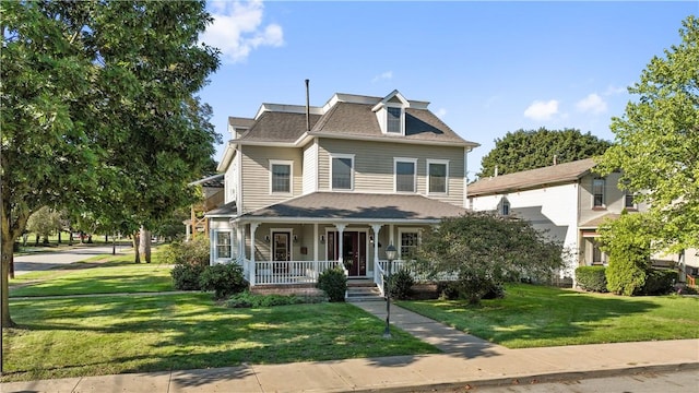 396 4th St, Beaver, PA 15009 - view of front of home featuring a porch, a front yard, and a shingled roof