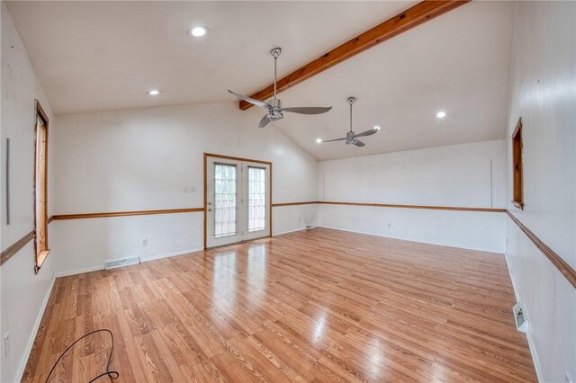 433 Brunner Dr, Monroeville, PA 15146 - unfurnished room featuring a ceiling fan, wood finished floors, french doors, recessed lighting, and baseboards